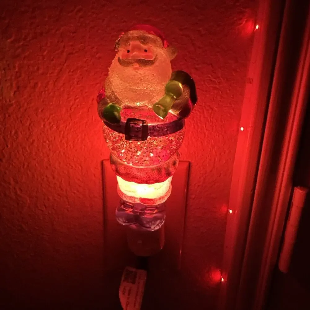 Vintage Santa Glitter Glove Plug In Night Light